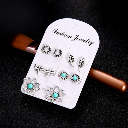 Boho Turquoise Stud Earring Set