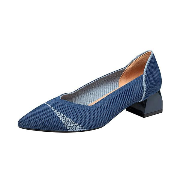 Women's Flying Woven Chunky Heel Pointed Shoes 73427463S