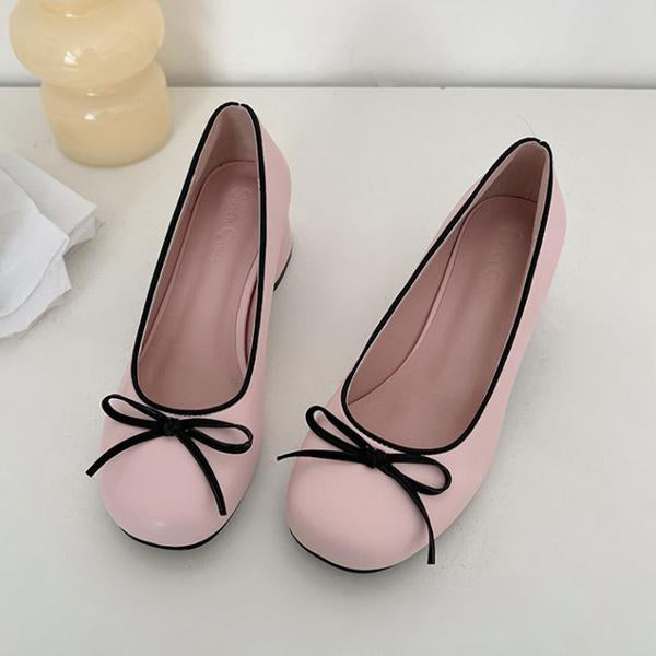 Women's Elegant Bow Barbie Pink Thick Heel Mary Jane 98235633S