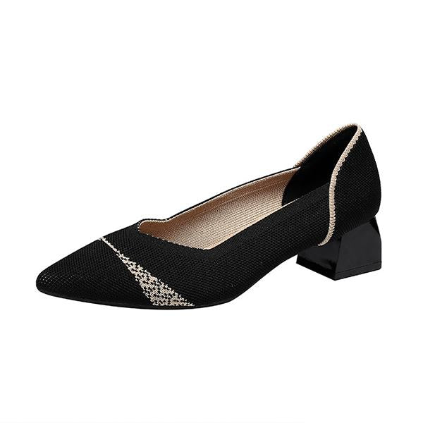 Women's Flying Woven Chunky Heel Pointed Shoes 73427463S