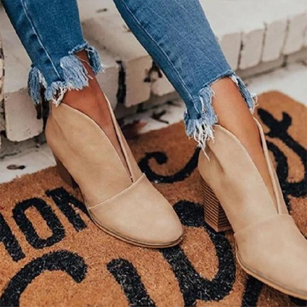 Women's Fashion Slip On Pointed Toe Retro Boots 45132373C