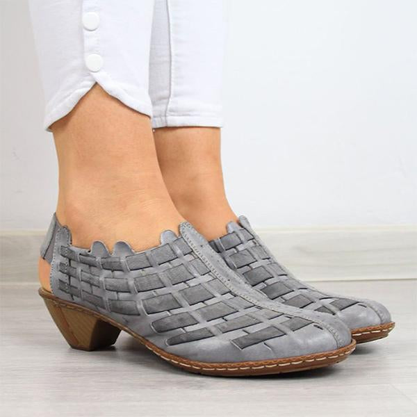 Women's Colorblock Cross-woven Casual Pointed Toe Booties 38467893C