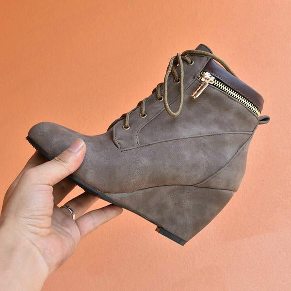 Women's Casual Suede Wedge Lace-Up Ankle Boots 41842459S