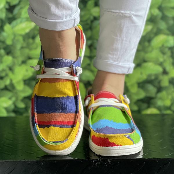 Women's Colorful Tie-Dye Series Flat Canvas Shoes 18493943C