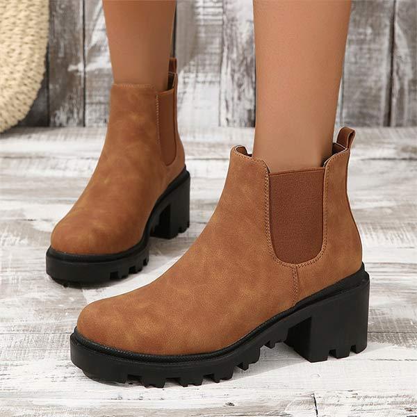Women's Elastic Low Top Platform High Heel Chelsea Boots 72012404C