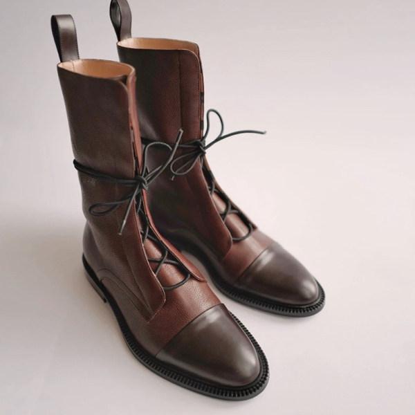 Women'S Paneled Lace-Up Short Martin Boots Biker Boots 67071946