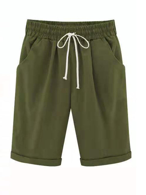 Women's Lace-up Minimalist Linen Breeches With Pockets