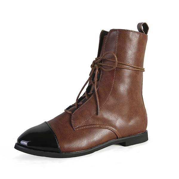 Women'S Paneled Lace-Up Short Martin Boots Biker Boots 67071946