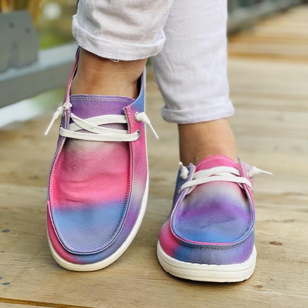 Women's Colorful Tie-Dye Series Flat Canvas Shoes 18493943C
