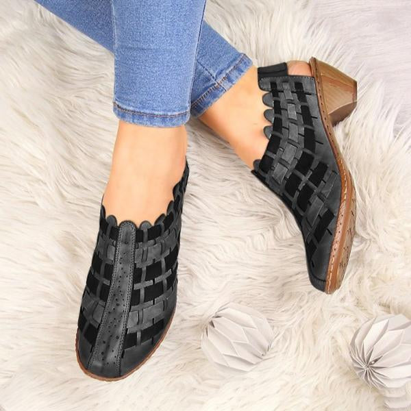 Women's Colorblock Cross-woven Casual Pointed Toe Booties 38467893C