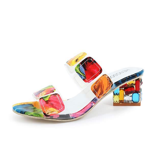 Women'S Colorful Mid-Heel Sandals 94913319C