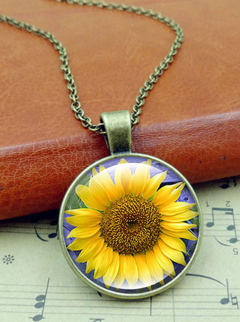 Sunflower Time Gemstone Pendant Necklace