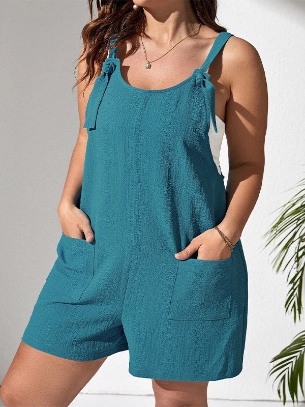 Women's Plus Size Casual Suspender Pocket Romper