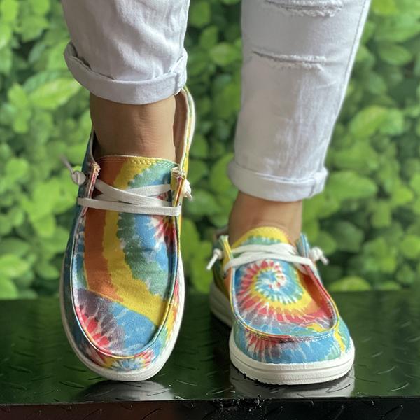Women's Colorful Tie-Dye Series Flat Canvas Shoes 18493943C