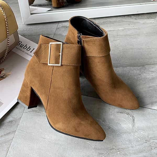 Women's Fashion Belt Buckle Chunky Heel Ankle Boots 85800267S