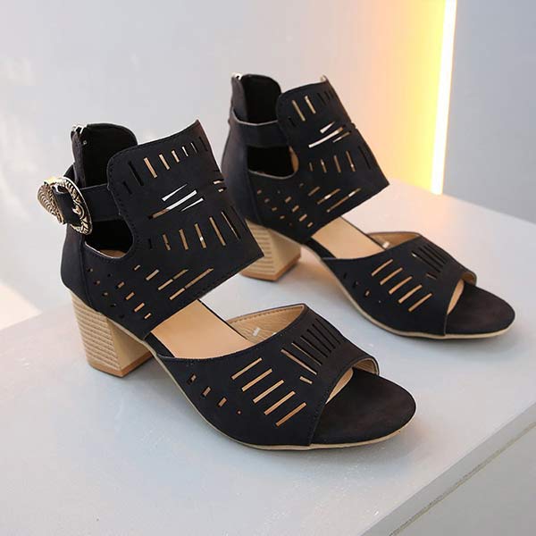 Women'S Hollow Chunky Heel High Heel Sandals 10470422C