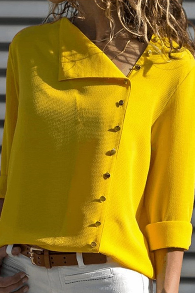 Casual Solid Buckle O Neck Tops(7 colors)