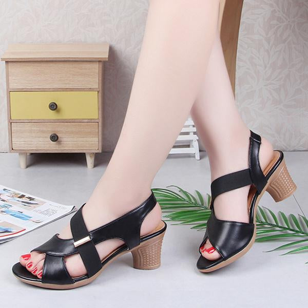 Women's Fashion Fish Mouth Chunky Heel Sandals 65188501C