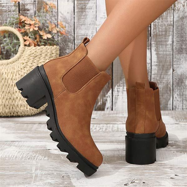 Women's Elastic Low Top Platform High Heel Chelsea Boots 72012404C