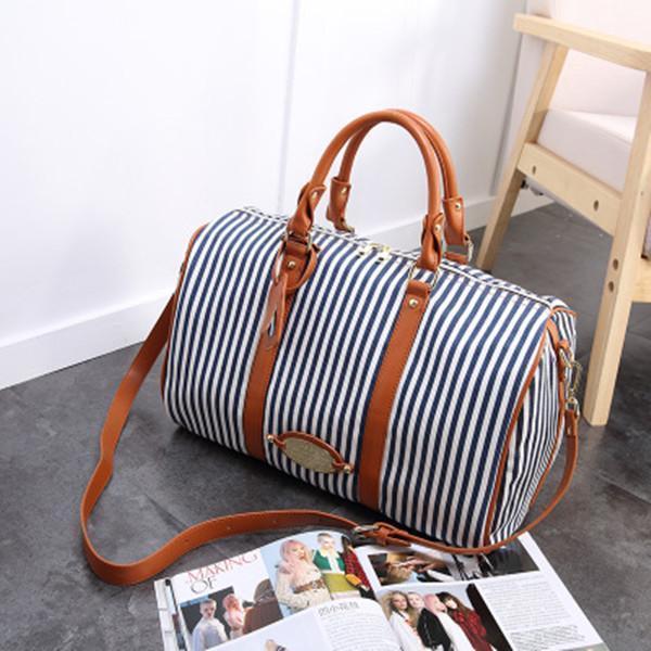 Canvas Stripe Large Capacity High-end Luggage Storage Bag Travel Bag
