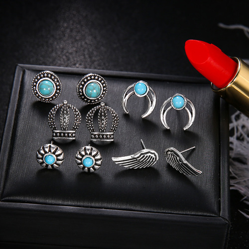 Boho Turquoise Stud Earring Set