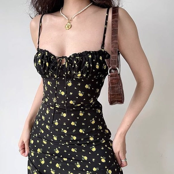 Yellow Florals Midi Dress