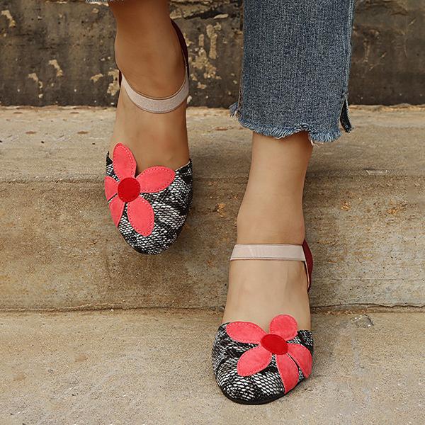 Women's Fashion Flower Chunky Heel Sandals 07694520S