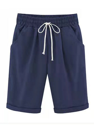 Women's Lace-up Minimalist Linen Breeches With Pockets