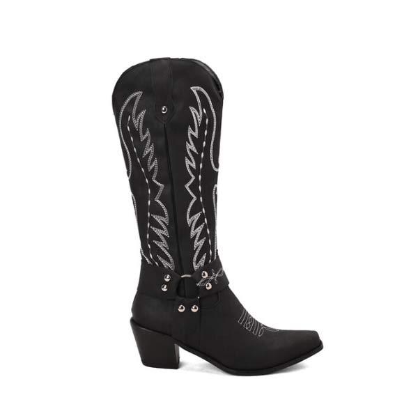 Women'S Ethnic Embroidered Chunky Heel Mid Heel Boots 49418495C
