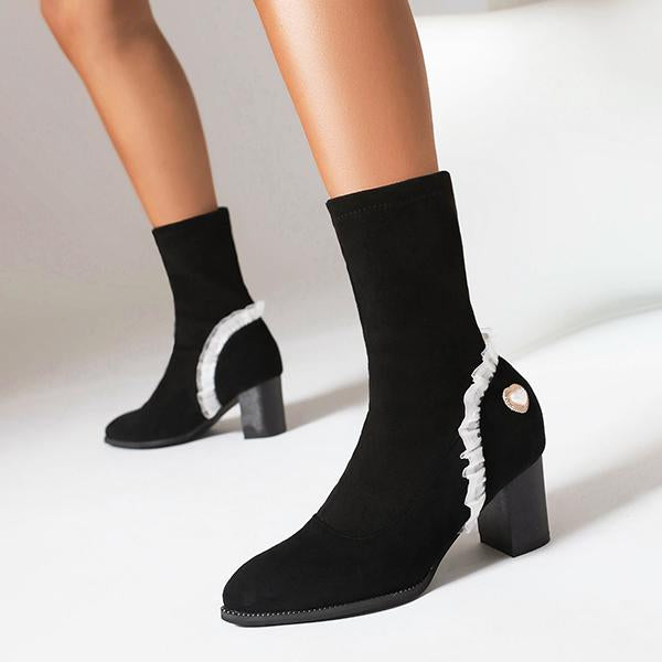 Women's Elegant Lace Heart High Heel Booties 57074446S