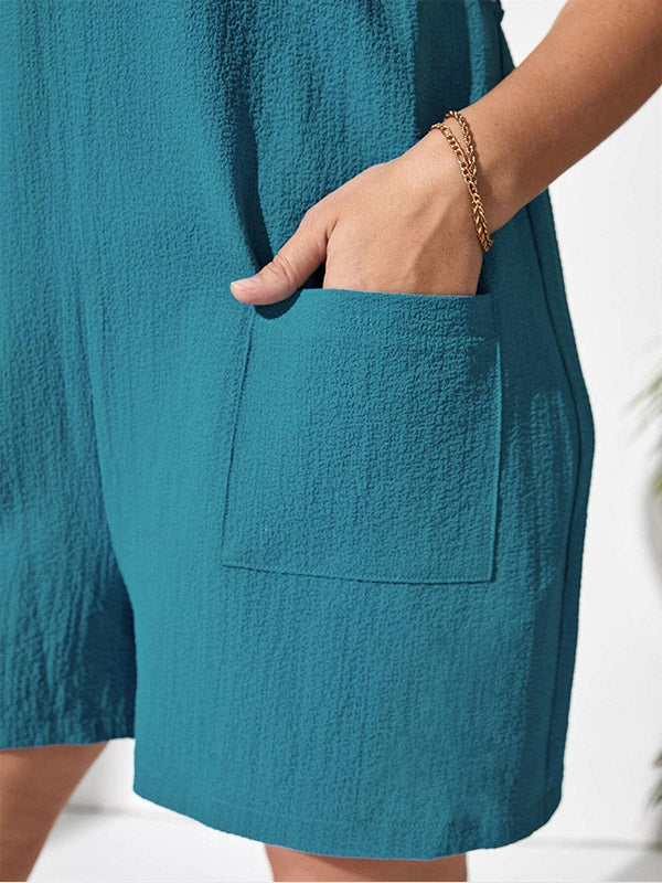 Women's Plus Size Casual Suspender Pocket Romper