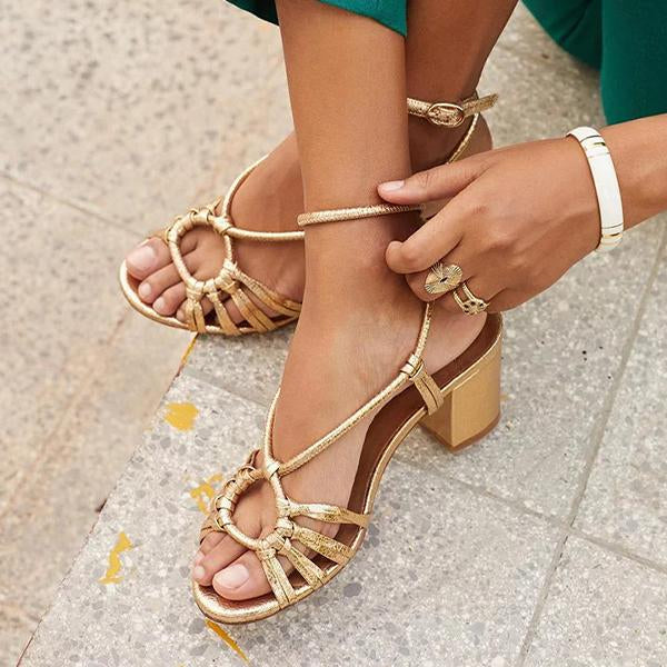 Women's Chunky Heel High Heel Buckle Open Toe Sandals 33354549C