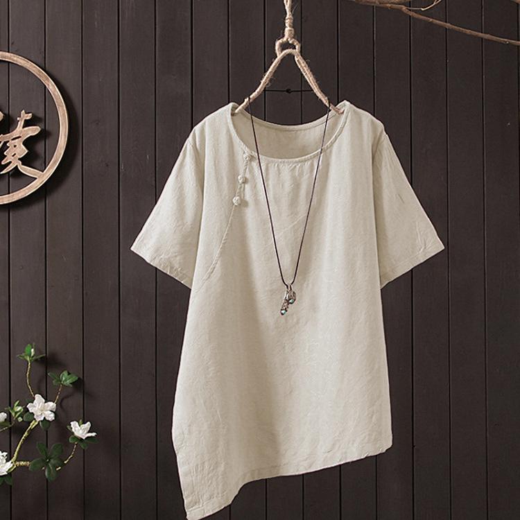 Loose Round Neck Short Sleeve Shirt And T-Shirt