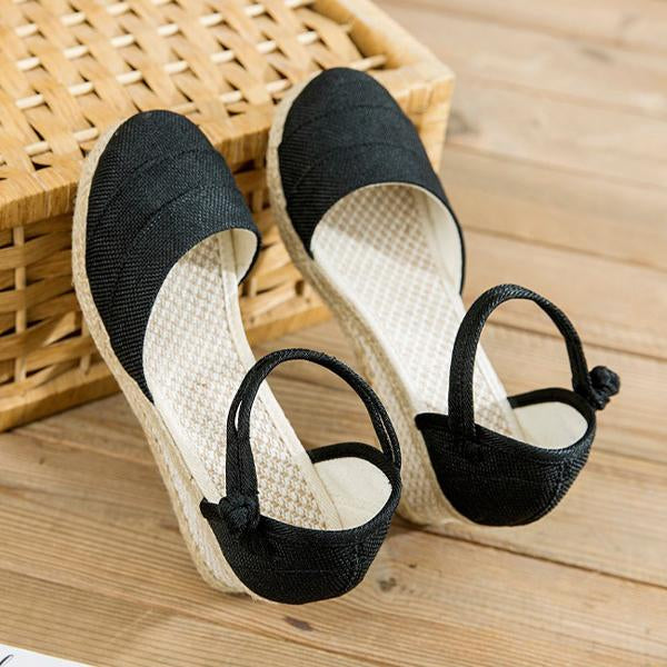 Women's Linen Braided Roman Wedge Sandals 56464076C