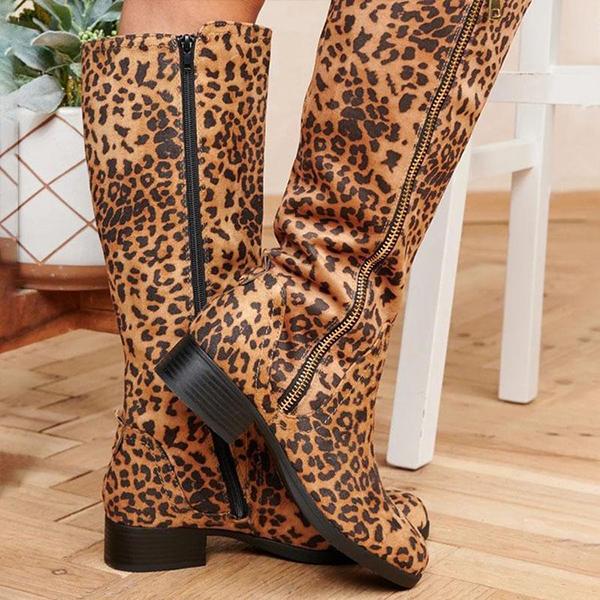 Women's Fashion Leopard Zipper Knee Boots 74247014S