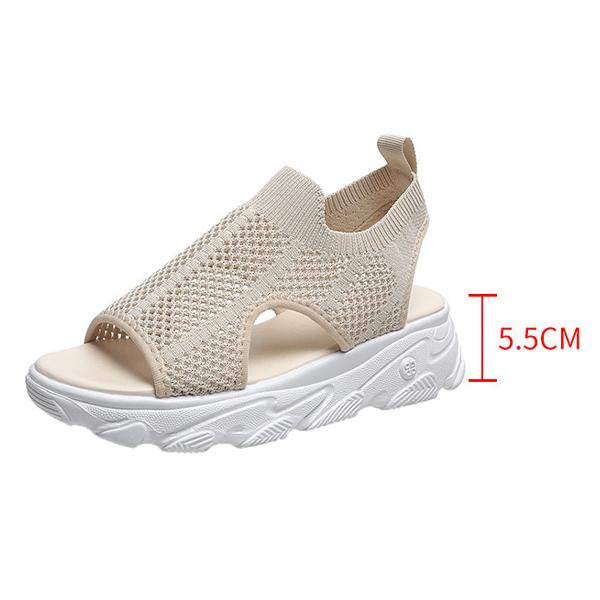 Women's Knit Elastic Slip-On Platform Sandals 86391564C