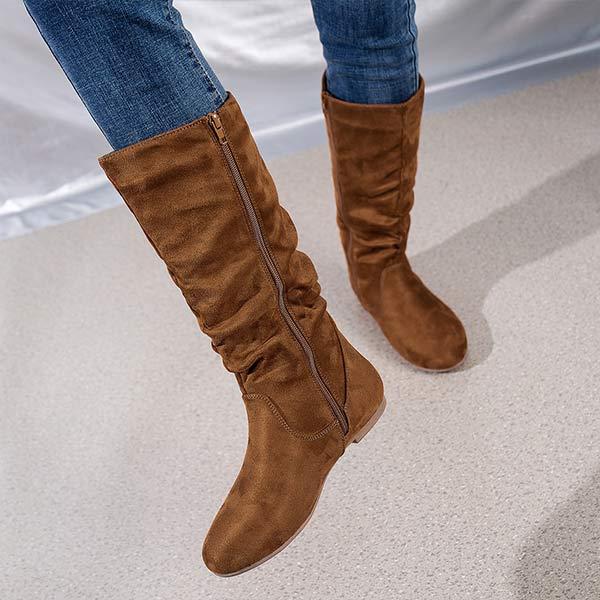 Women'S Flat Heel Vintage Mid Calf Boots 66414443C