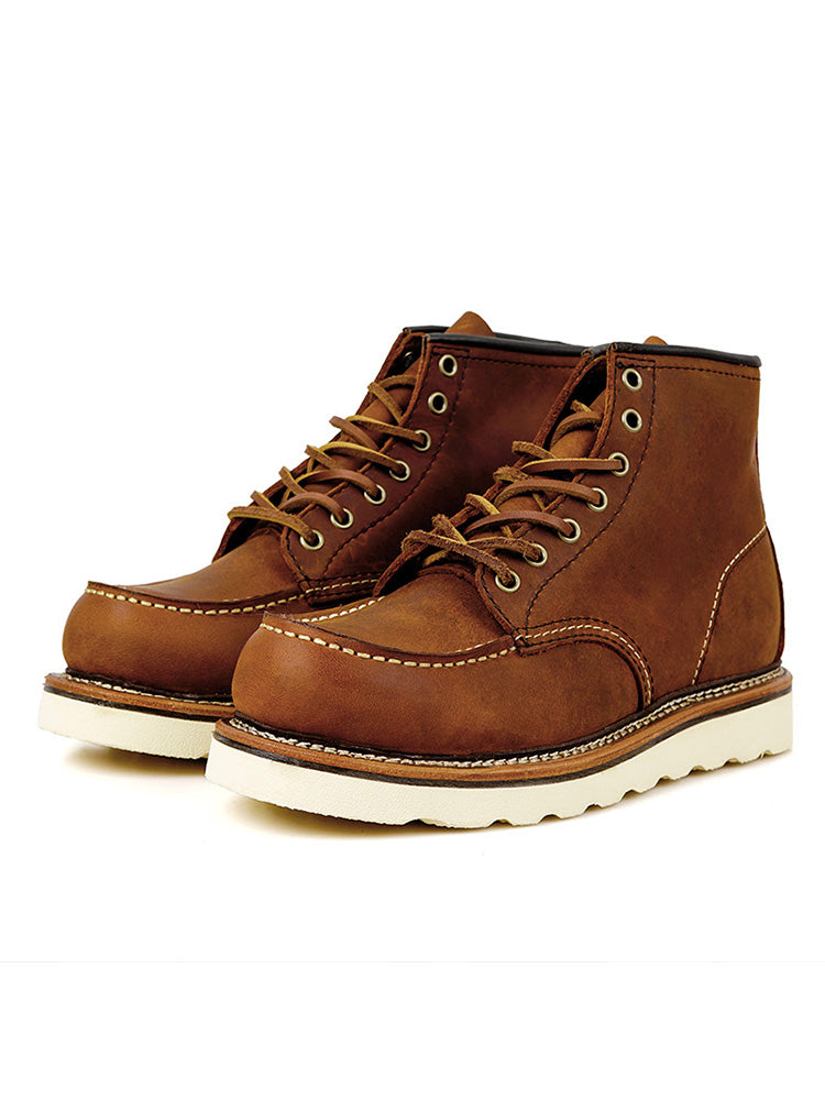 Vintage Full-Grain Leather Moc Toe Work Boots for Men