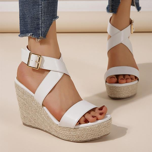 Women's Cross Strap Platform Wedge Open-Toe Sandals 02262971C