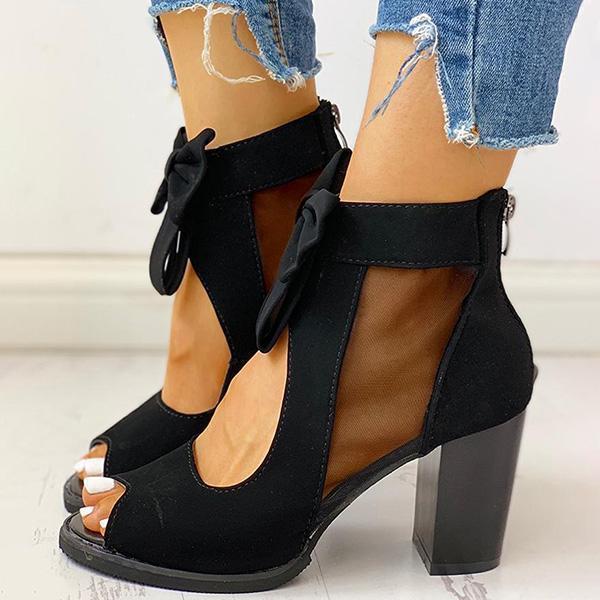 Women'S Chunky High Heel Cutout Ladies Sandals 00040332C