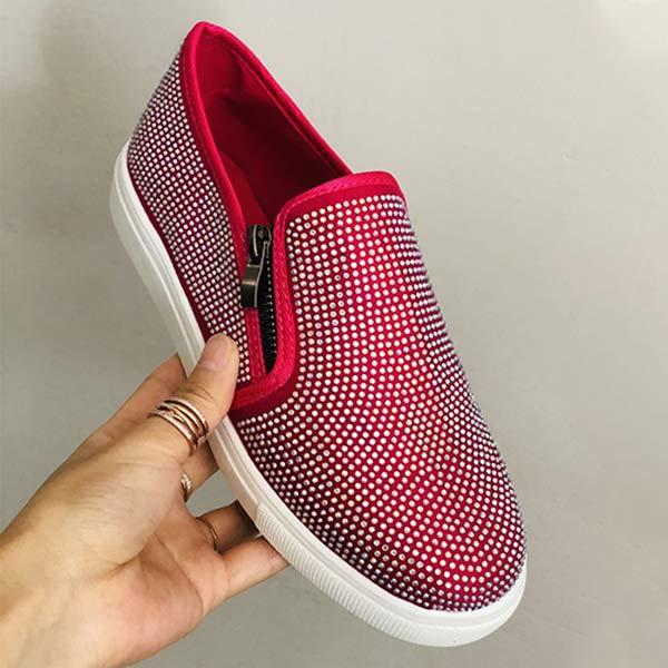 Women'S Fashion Sparkling Rhinestone Flat Sneakers 08602067C