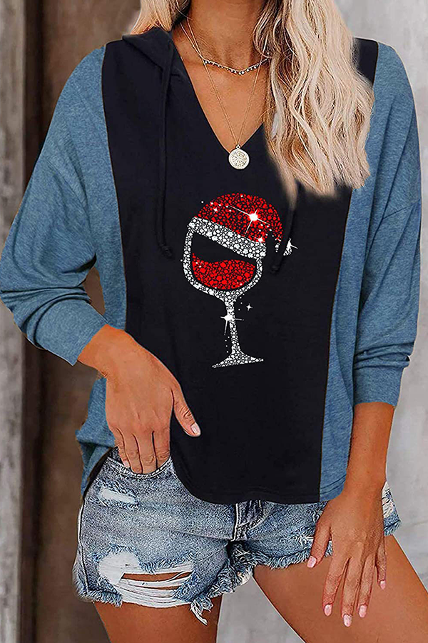 Casual Plaid Print Draw String Hooded Collar Tops