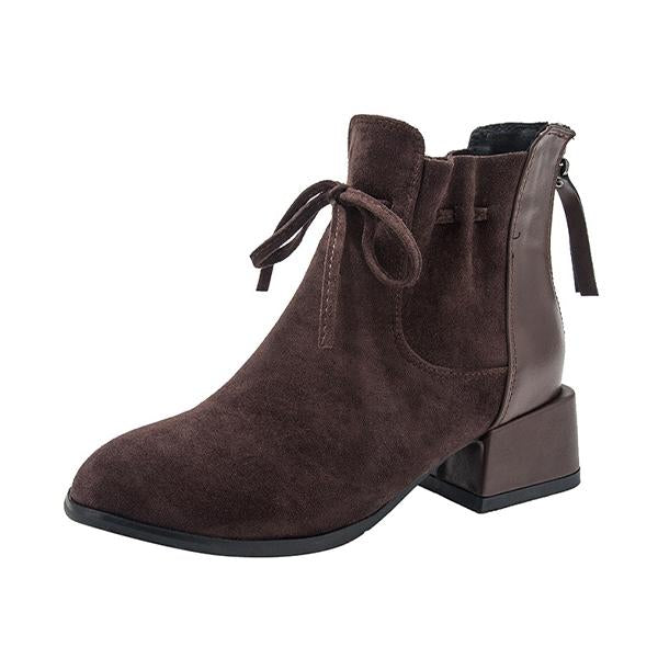 Women's Fashion Lace-Up Bow Chunky Heel Booties 16335821S