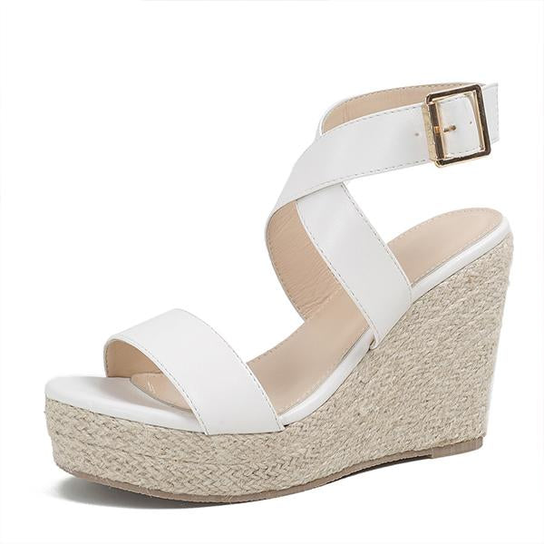 Women's Cross Strap Platform Wedge Open-Toe Sandals 02262971C