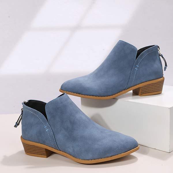 Women'S Chunky Heel Back Zip Ankle Boots 27545675C