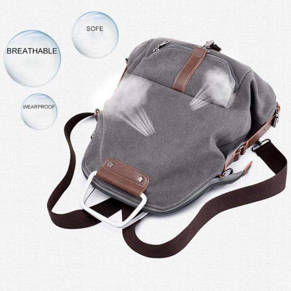 Casual Canvas Multipurpose Multi-pockets Backpack Crossbody Bag