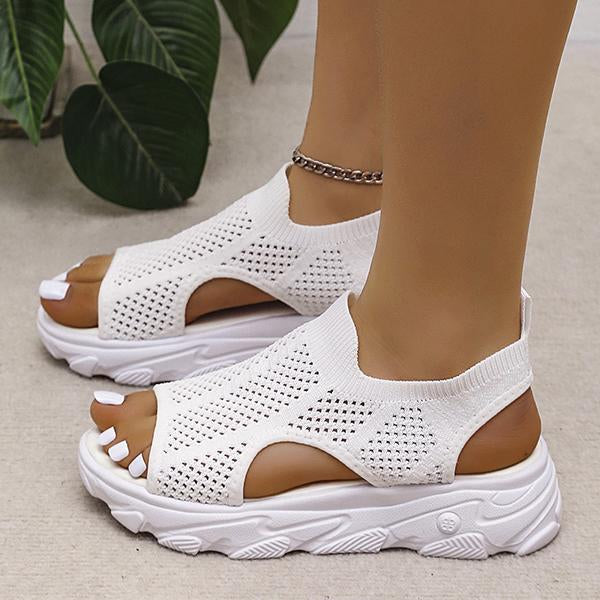 Women's Knit Elastic Slip-On Platform Sandals 86391564C