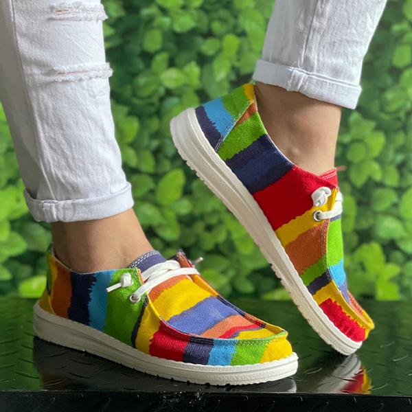 Women's Colorful Tie-Dye Series Flat Canvas Shoes 18493943C
