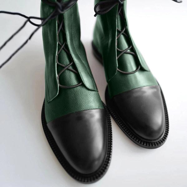 Women'S Paneled Lace-Up Short Martin Boots Biker Boots 67071946