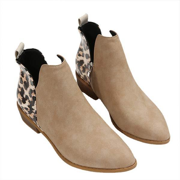 Women's Leopard Stitching Ankle Boots 90337009C